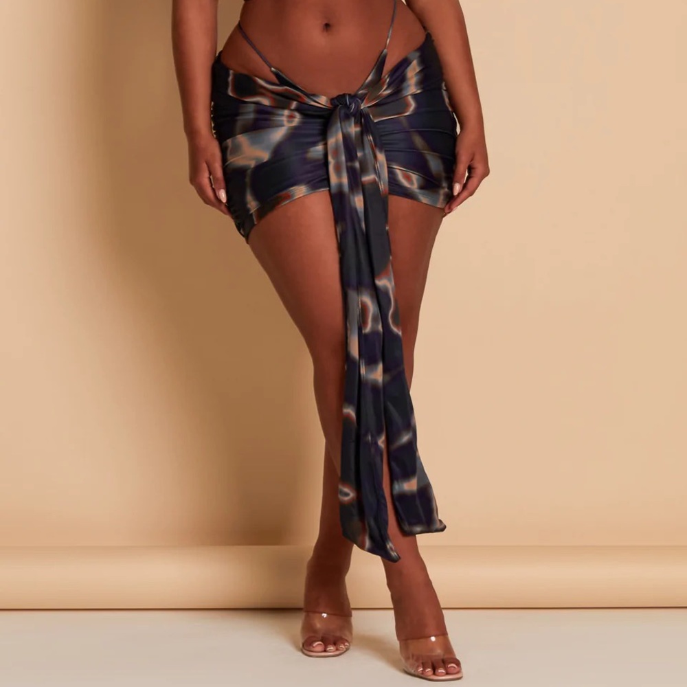 Mars the label tie up mini skirt tortoise print